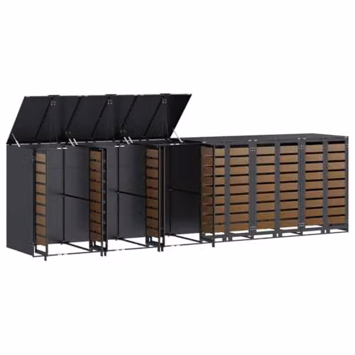 vidaXL Steel Wheelie Bin Storage for 6 Bins, Anthracite – 5