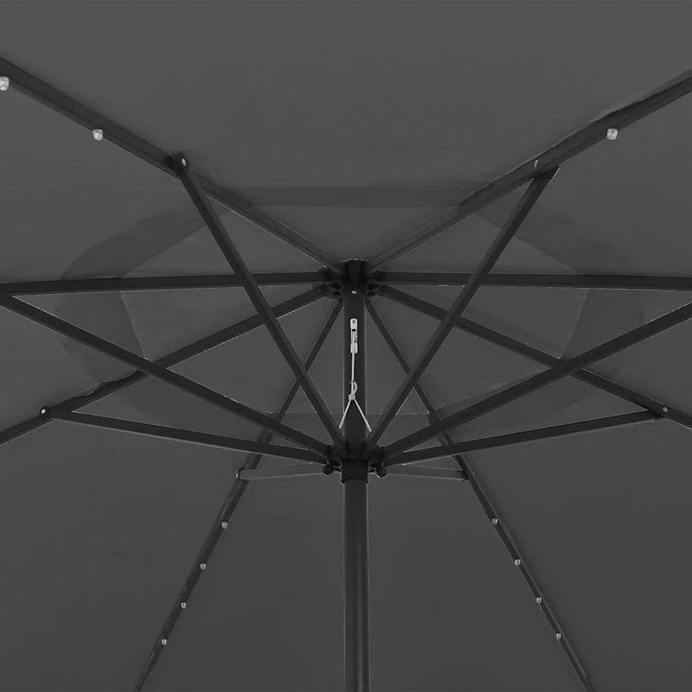 Berkfield Home Outdoor Parasol with LED Lights and Metal Pole, Anthracite Dark Grey, Diameter: 400 cm – 2