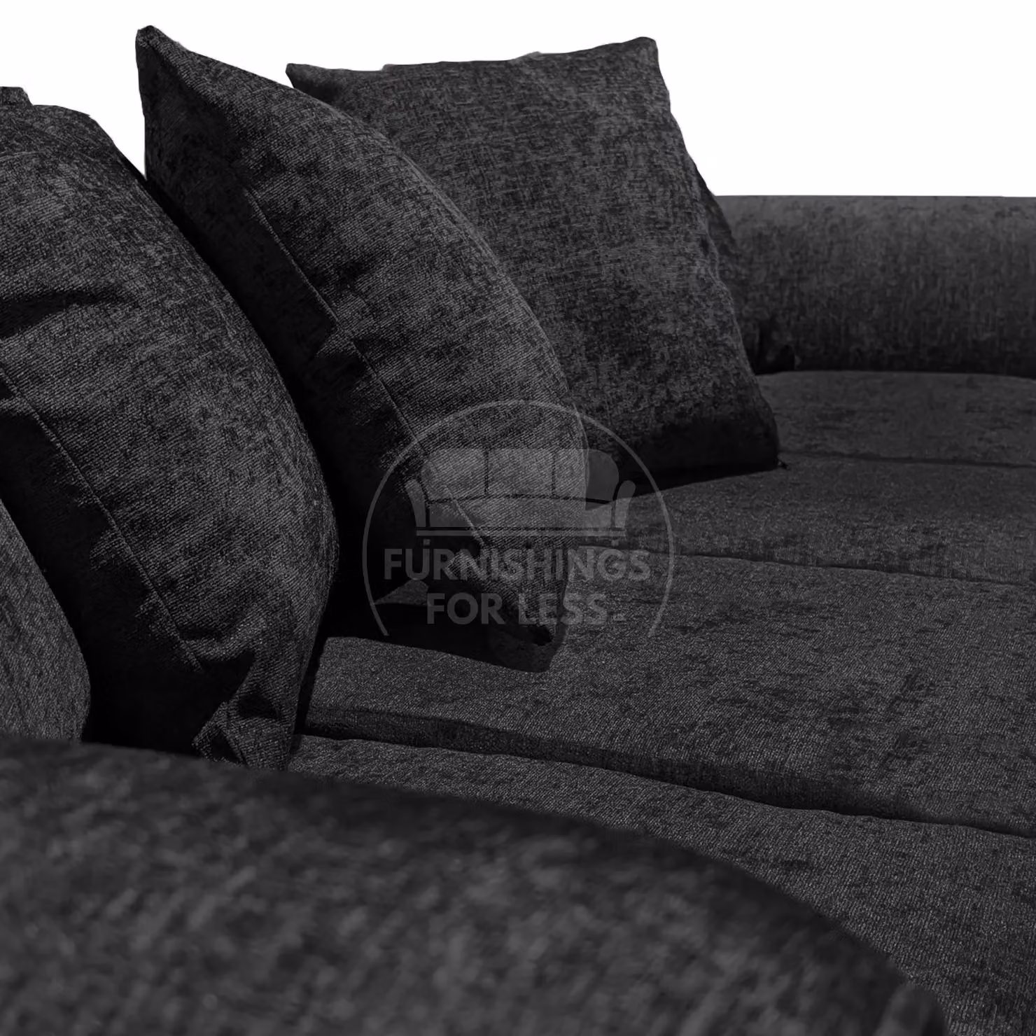 Furnishings For Less UK Monaco Black Chenille Fabric 4 Seater Curved Arm Sofa with Scatter Cushions – 2