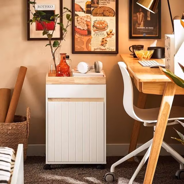 Sobuy Scandinavian Style White Home Office Cabinet with Hinged Doors and Internal Shelves