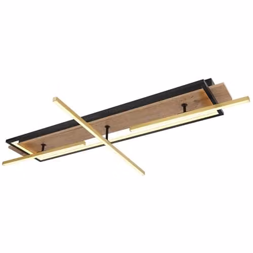 Globo Lighting LED Swivel Ceiling Spotlight in Brass and Wood Effect