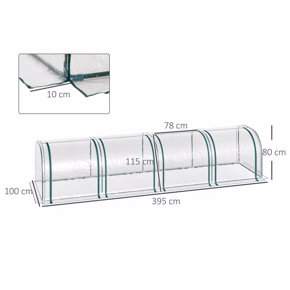 STILVORA Mini Freestanding Greenhouse with Transparent Zipped Roll-Up Doors, W: 100 cm, D: 100 cm, H: 395 cm – 3