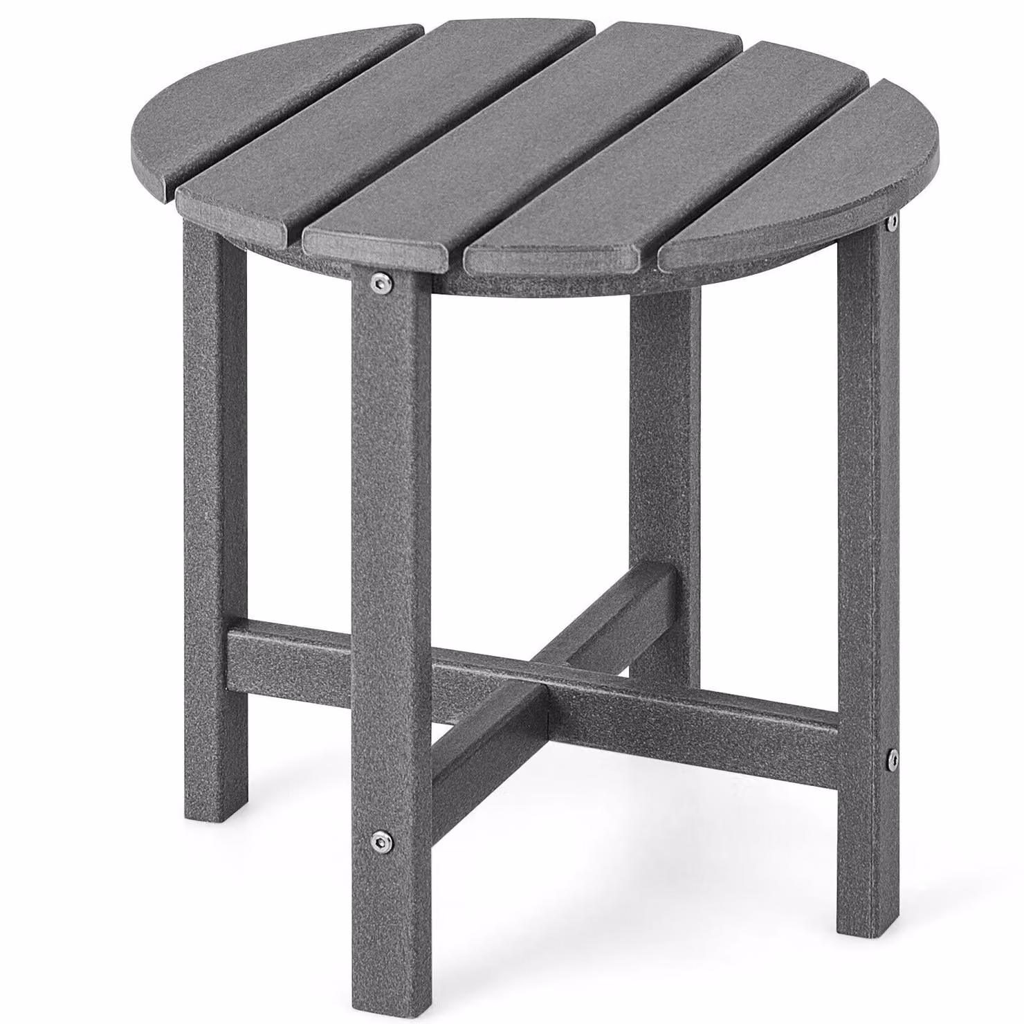 Gymax Weather-Resistant HDPE Adirondack Outdoor Side Table in Grey – 3