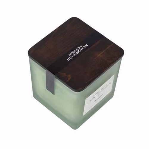 French Connection Mango Motijo Scented Candle in Green Frosted Glass Jar with Wooden Lid – 2