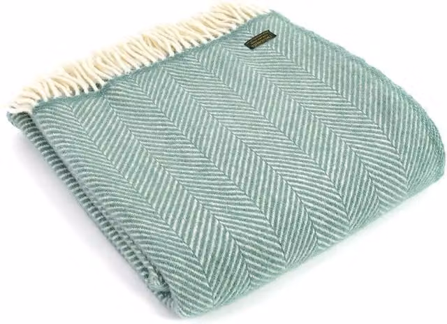 Tweedmill Fishbone Wool Throw in Green