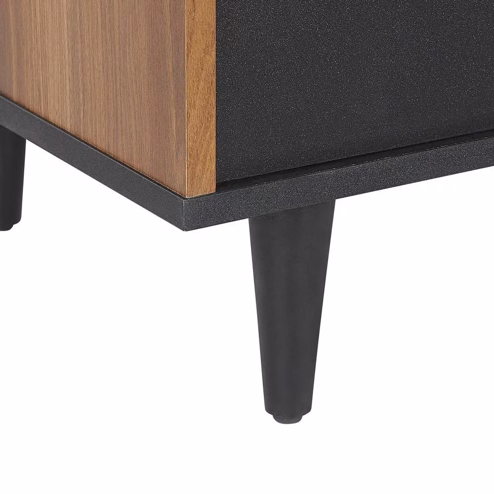 Wyld and Coco Black Sideboard with Dark Wood Panels, 3 Drawers and 2 Doors, W: 160 cm, D: 40 cm – 8