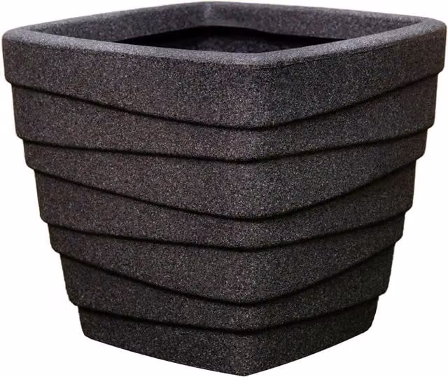 Samuel Alexander Modern Square Plastic Tabletop Plant Pot, Grey, H 33.5 x W 31.0 x D 31.0 cm