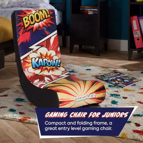 X Rocker Multicolour Abstract Fabric Gaming Floor Rocker Chair for Children – 5