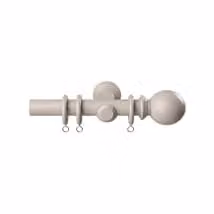 New Edge Blinds Grey Wooden Pole Ball Finial Curtain Hanging Pole Set, Width: 300 cm