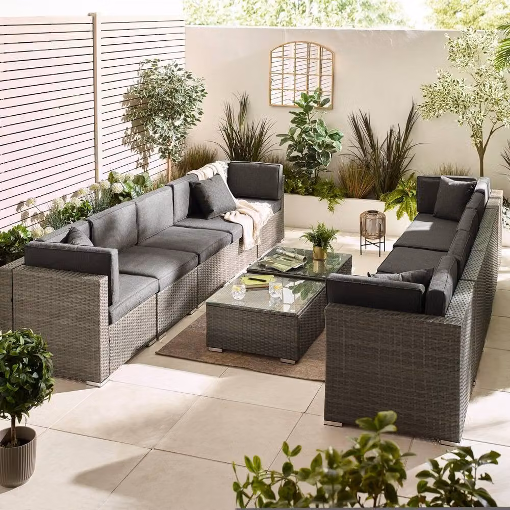 FurnitureboxUK Orlando 10 Seat Modular Outdoor Garden Rattan Sofa Set in Grey – 2