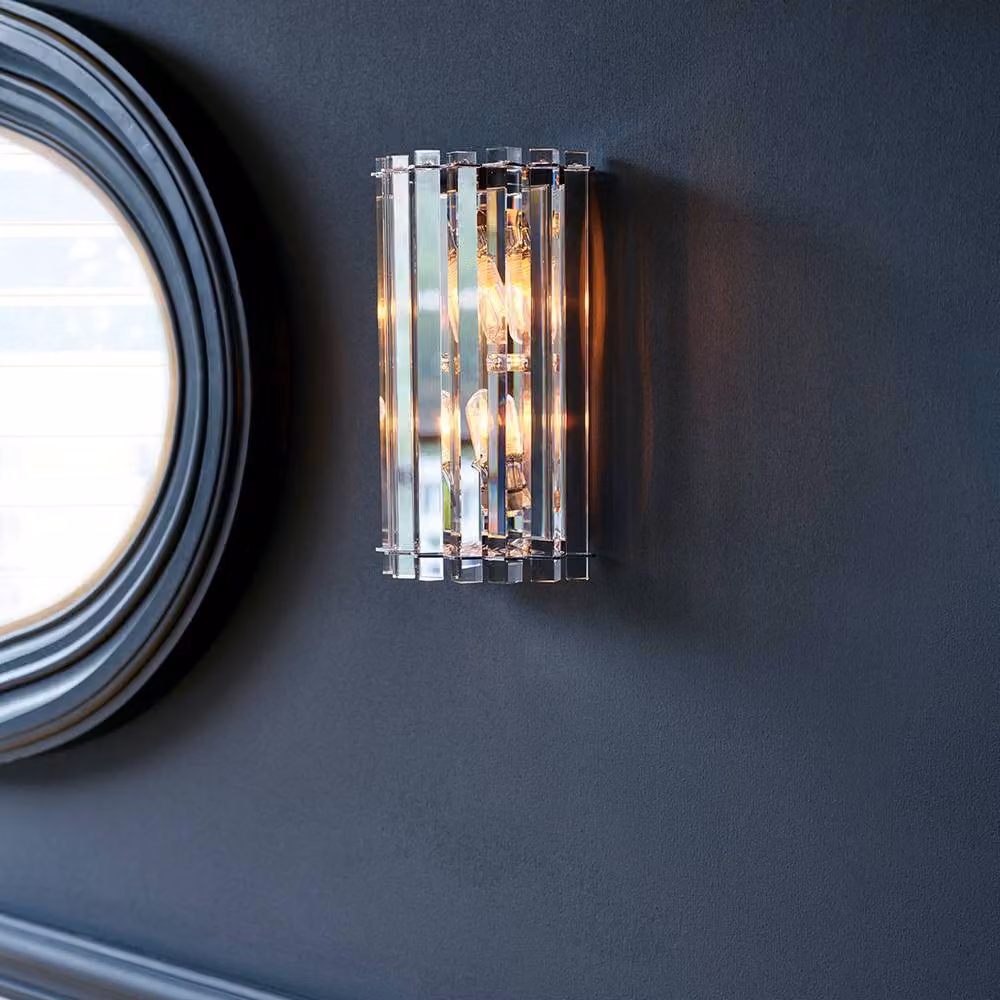 Netlighting Crystal Skye 2 Light Indoor Wall Light in Chrome and Silver with Crystal Details and G9 Bulbs – 2