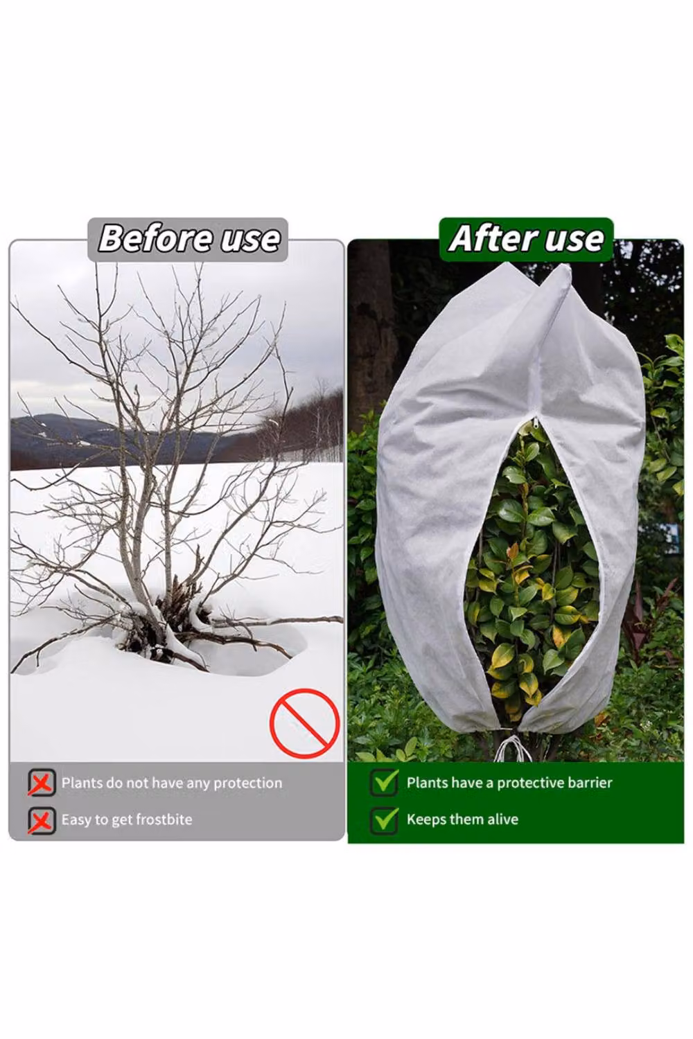 KDMD Heavy Duty Frost Protection Fleece Plant Cover Jacket in White, W/H: 80 x 100 cm – 2