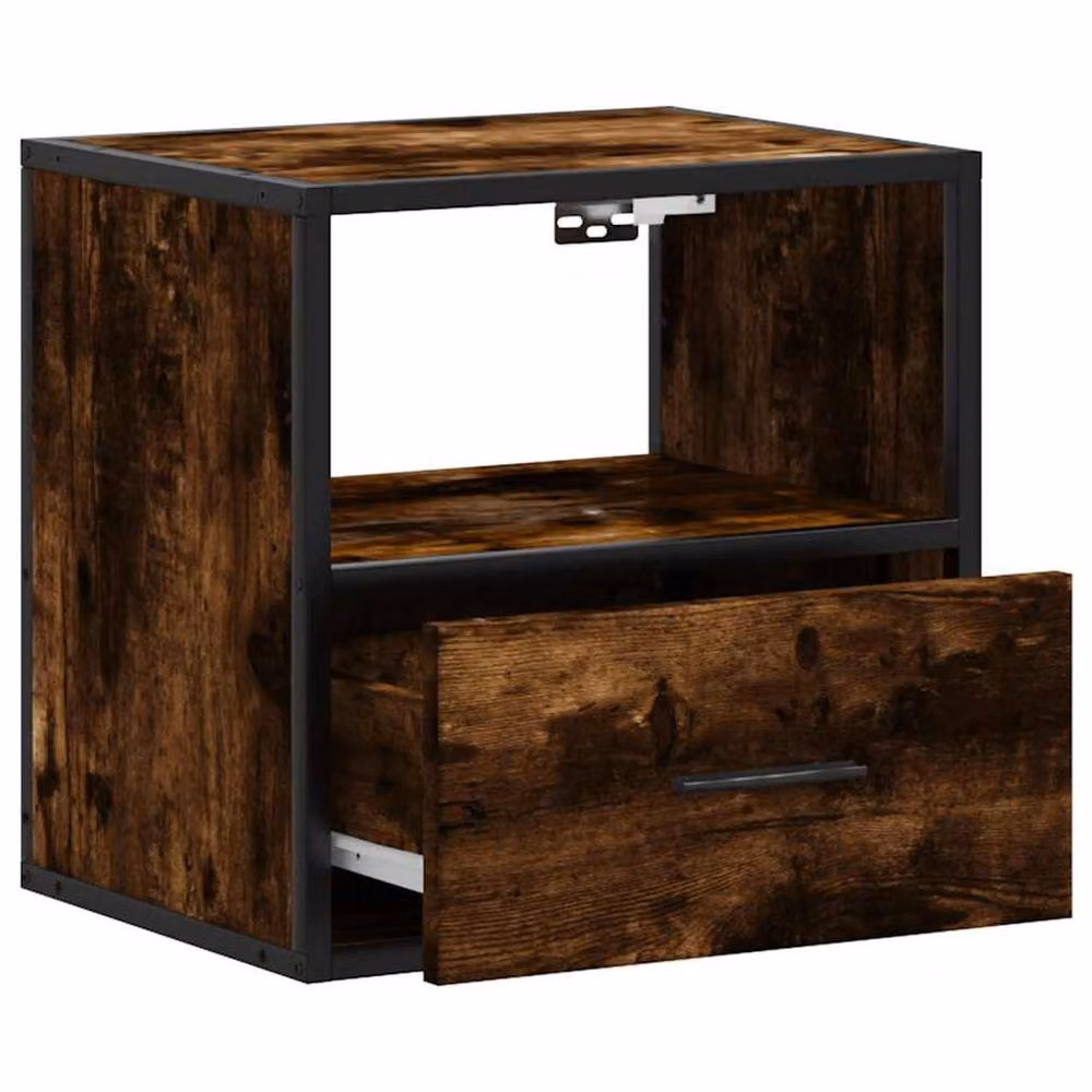 Berkfield Home Set of 2 Wall-mounted Bedside Cabinets, Smoked Oak Brown, W: 40 cm, D: 31 cm, H: 39.5 cm – 4