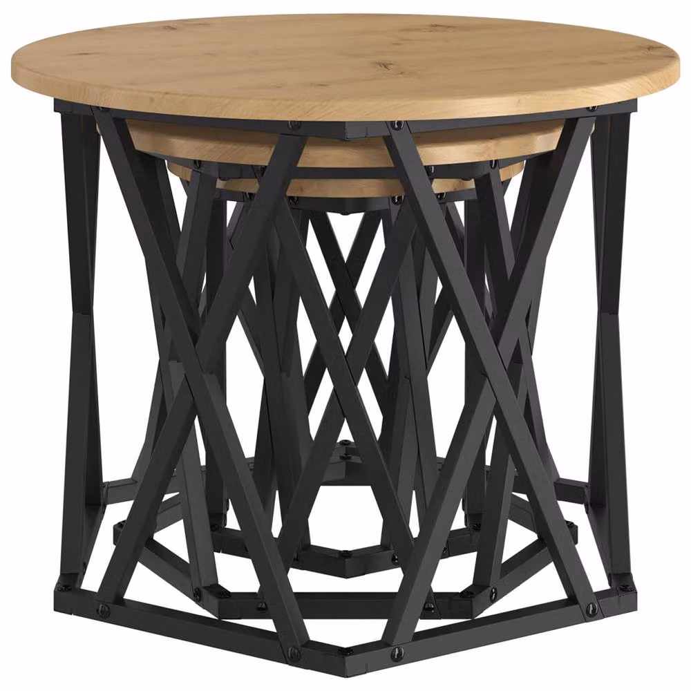 Berkfield Home Nesting Side Tables, 3 Piece Set in Brown Artisan Oak Engineered Wood – 3