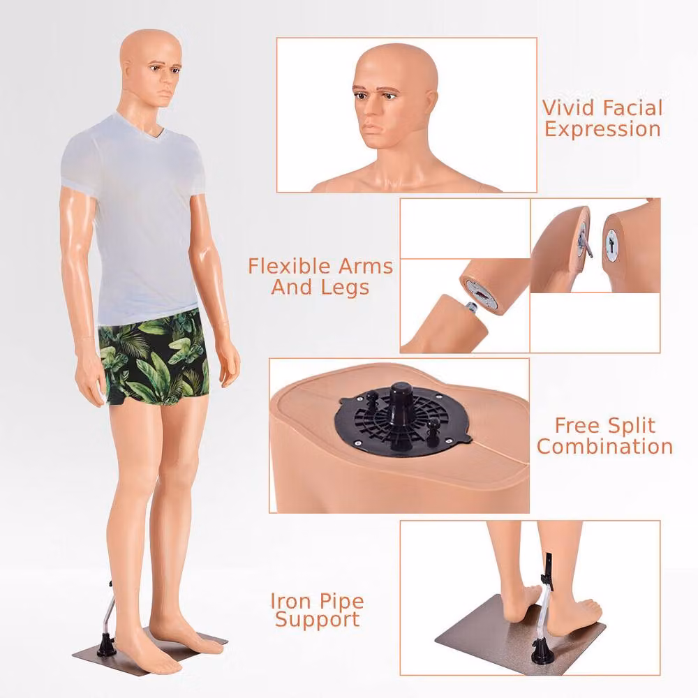 Gymax Adjustable Male Mannequin with Stand, Light Brown – 2