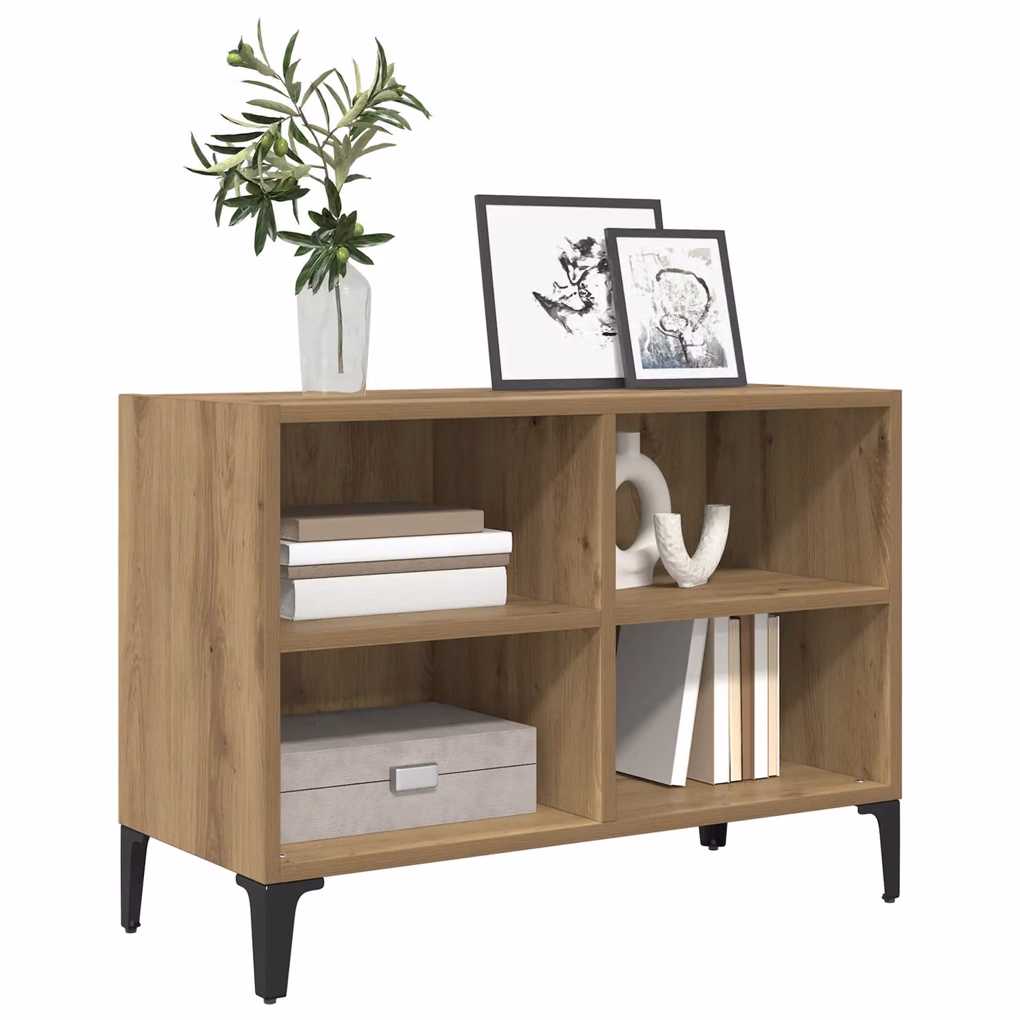 Berkfield Home Artisan Oak Medium TV Stand in Brown – 3
