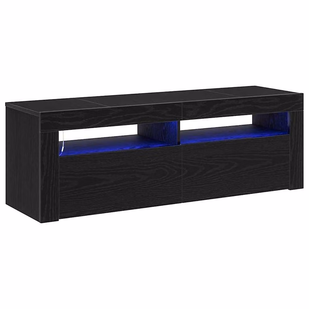 Berkfield Home Modern Black Oak TV Cabinet with Integrated LED Lighting, W/D/H: 120 x 35 x 40 cm – 3