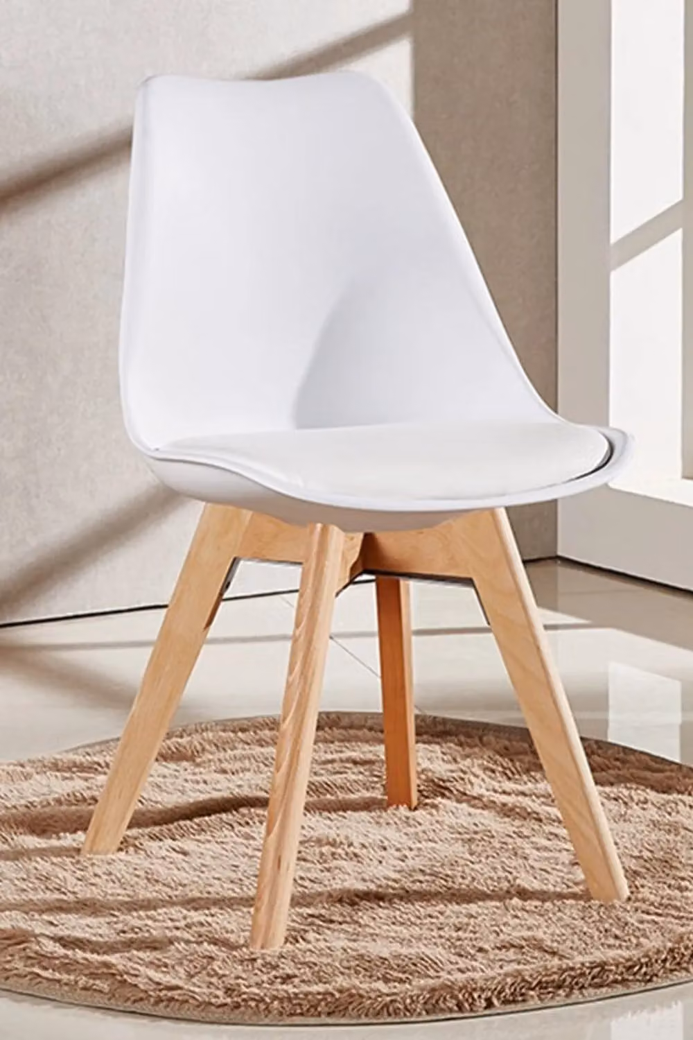 Life Interiors Lorenzo Set of 6 White Scandinavian Dining Chairs with Synthetic Leather Upholstered Seats – 2