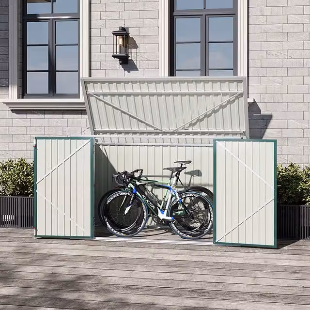 Breeins Steel Bicycle Storage Shed with Lockable Doors, Green