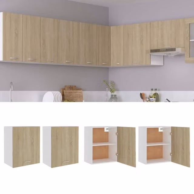 Berkfield Home Set of 2 Hanging Kitchen Cabinets in Sonoma Oak, Light Brown, W/D/H: 50 x 31 x 60 cm – 1