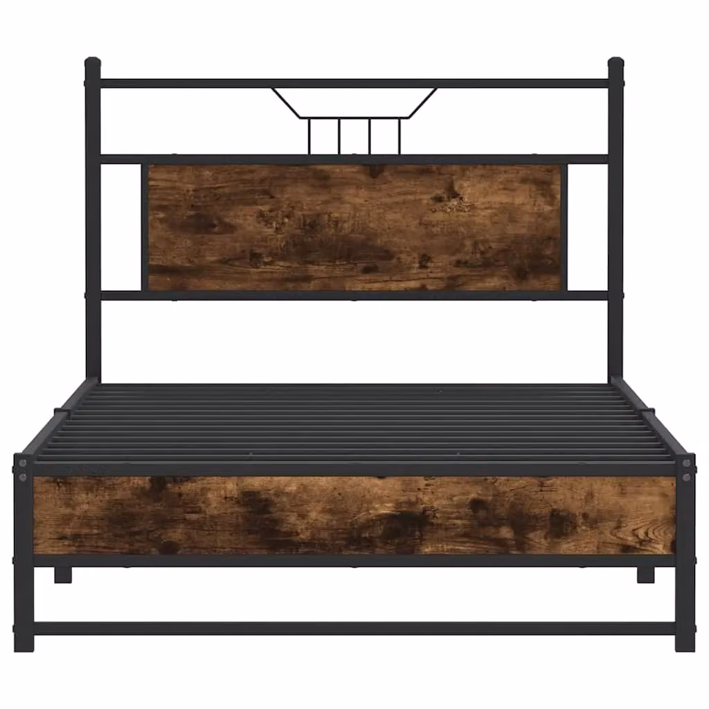 Berkfield Home Smoked Oak Bed Frame in Brown, Engineered Wood, W: 107 cm, L: 203 cm – 3