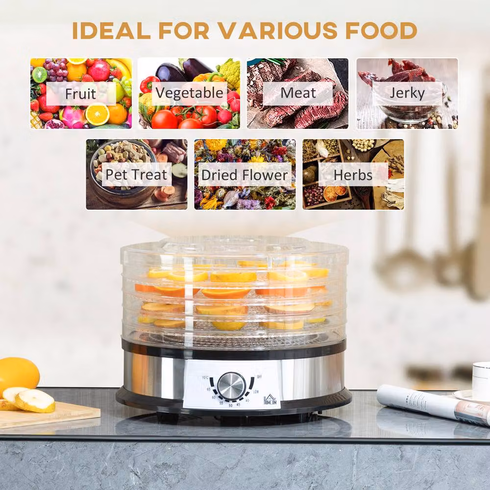 STILVORA Food Dehydrator with Five Stainless Steel Stacking Trays in Silver – 4