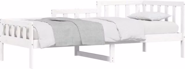 Berkfield Home Beautiful Day Bed in White Lacquered Solid Pine, W/D/H: 200 x 90 x 68.5 cm