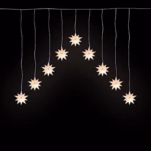 The Christmas Workshop 3D Star Curtain Lights, Warm White, Battery Operated, 2m