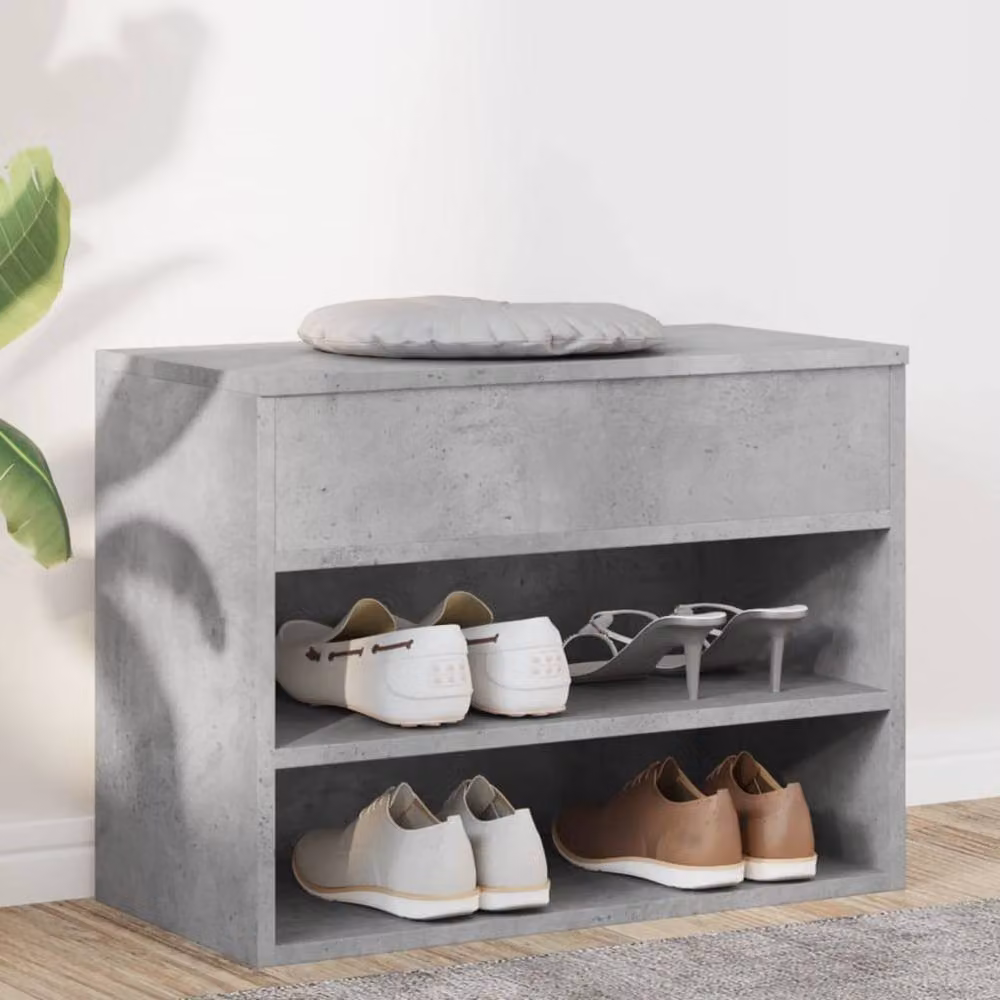 Berkfield Home Shoe Bench in Concrete Grey, W/D/H: 60 x 30 x 45 cm – 2