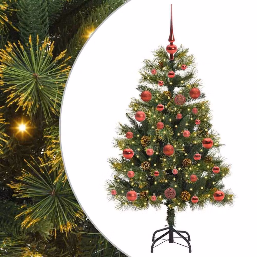 Berkfield Home Realistic Artificial Hinged Christmas Tree in Green and White, Height: 120 cm – 3