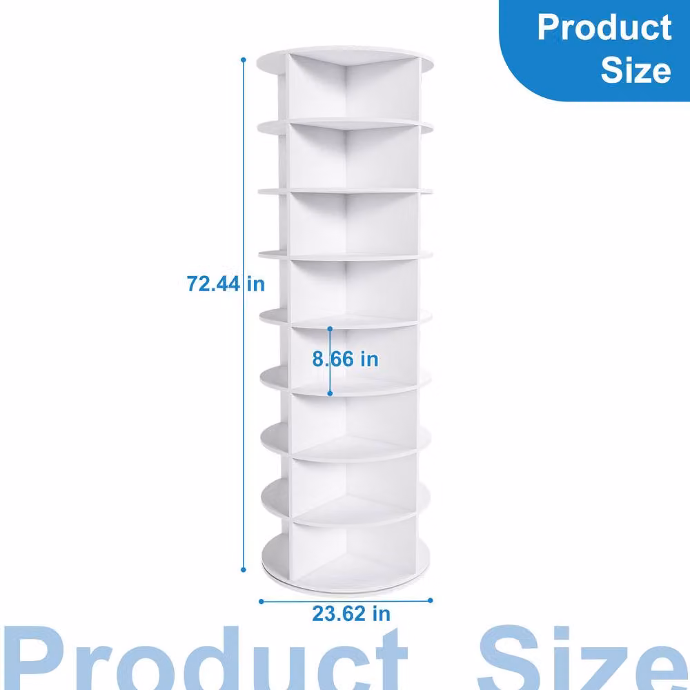 Rolipo 8-Tier Rotating Shoe Rack Tower in White – 2