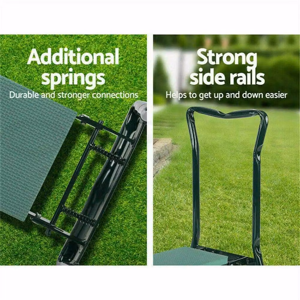 KORVIXA 3-in-1 Garden Kneeler Seat and Tool Holder, Green, W: 40 cm, H: 60 cm – 5