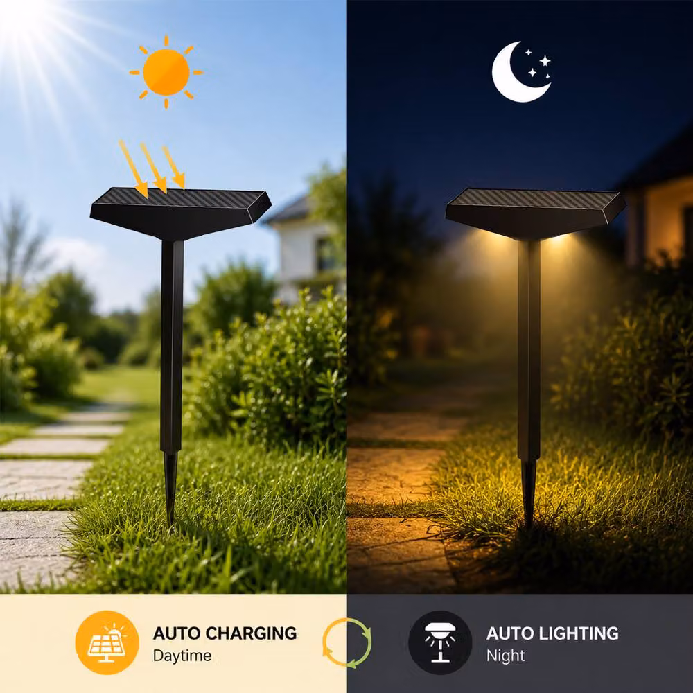 INMTFEI 2 Pack Solar LED Pathway Lights in Black with Warm White Light and Dusk Sensor – 3