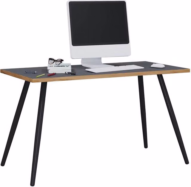 VCM Salia Wooden Writing Desk, Black and Multicolour, W: 138 cm, D: 50 cm, H: 70 cm