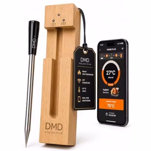 DMD Collective Wireless Bluetooth Meat Thermometer with Temperature Alarm and App Control in Brown – 6