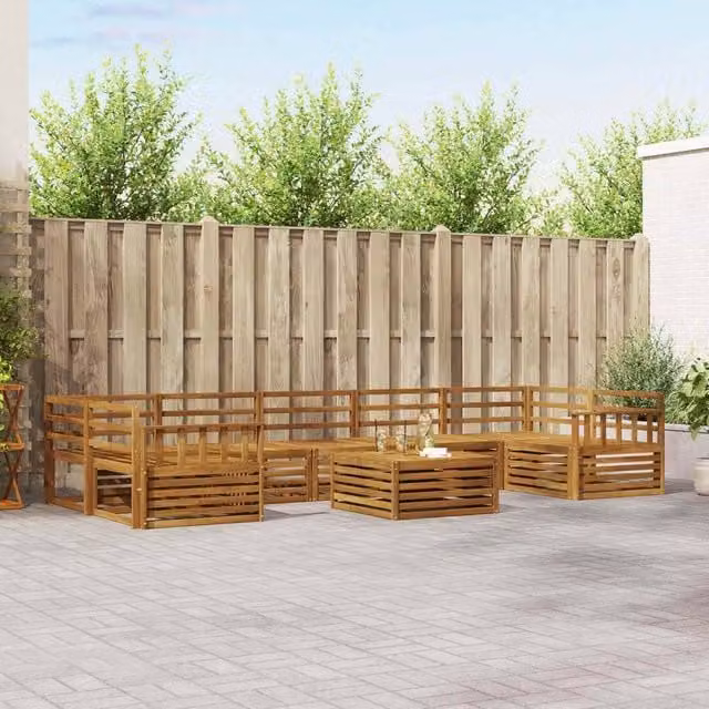 Berkfield Home 8-Piece U-Shape Outdoor Sofa Set in Brown Solid Acacia Wood – 1