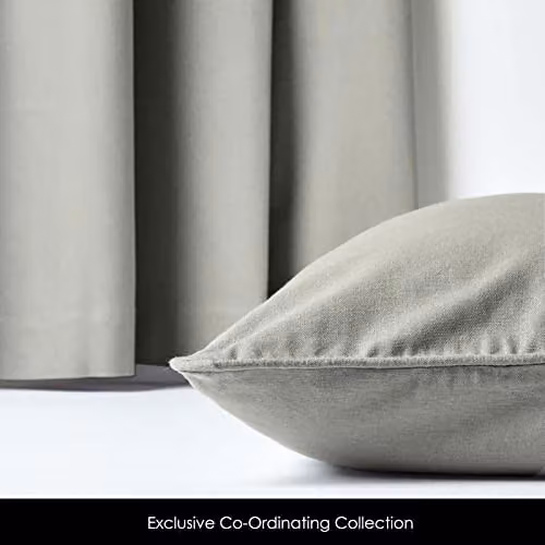 Homescapes Plain Grey Cotton Eyelet Curtain Pair, Width: 140 cm, Drop: 229 cm – 3