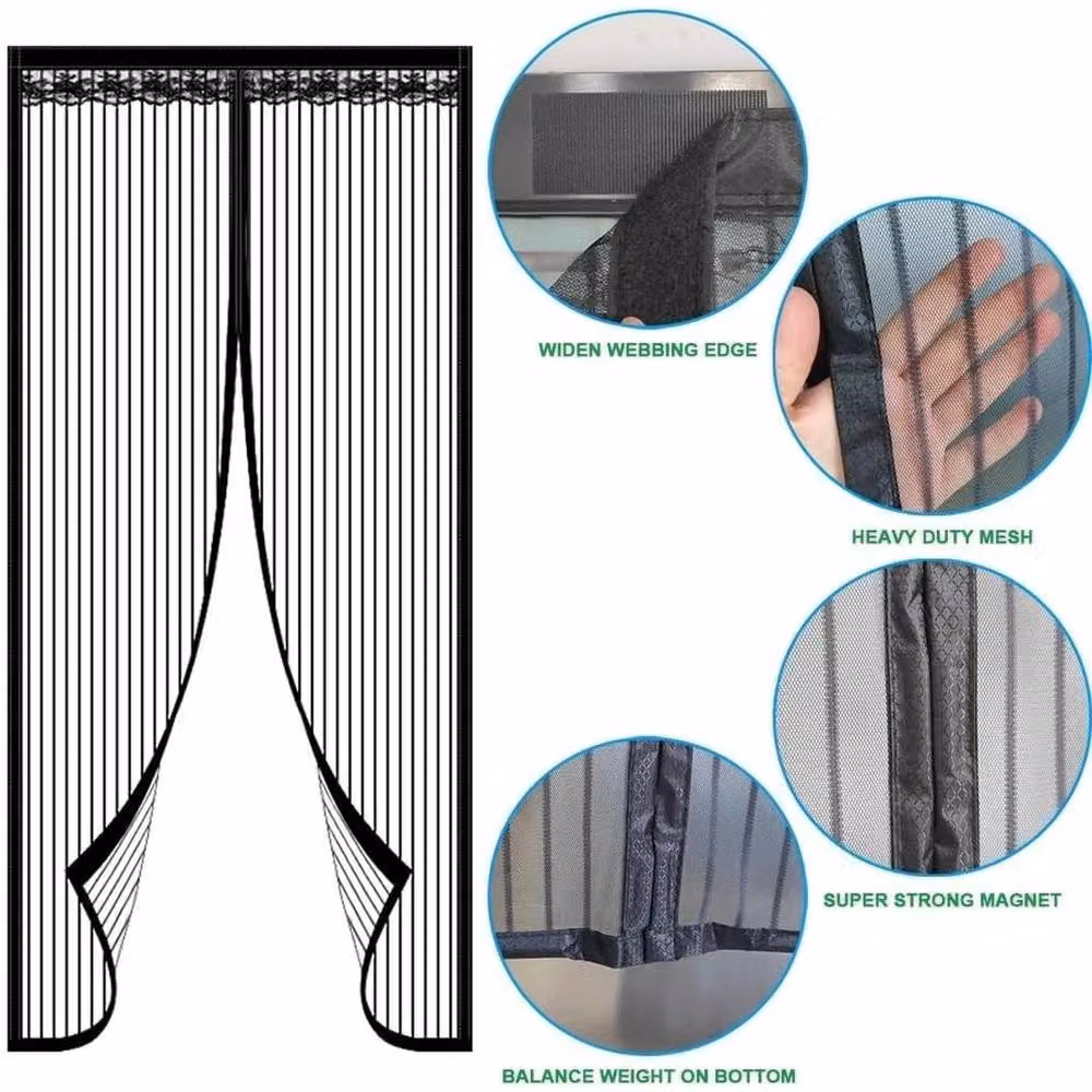 FLAVORA Magnetic Mesh Magic Curtain Insect Screen Door in Black – 2