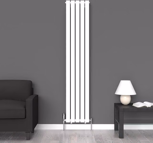 Lux Heat Flat White Vertical Radiator, H: 180 cm, W: 35 cm, White
