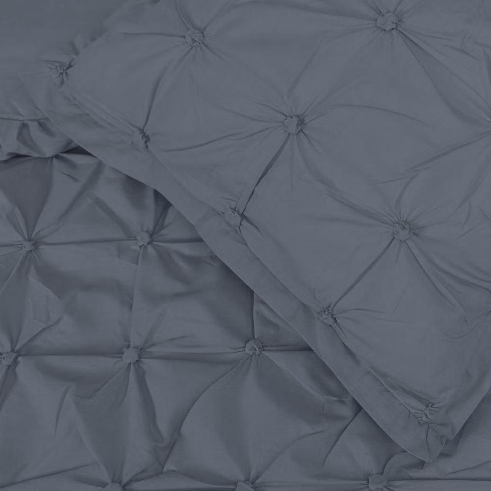 Smart Living Luxury Rouched Pleat Duvet Cover and Pillowcase Set in Charcoal Grey, Double (140 x 200 cm) – 2