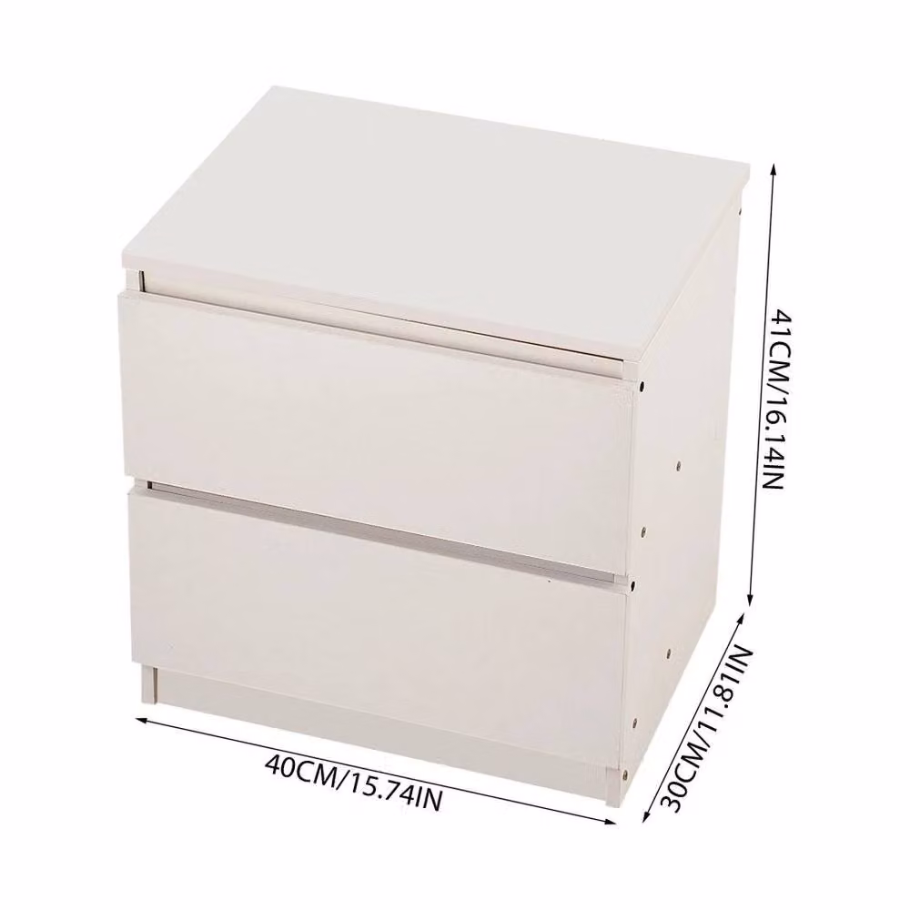 FORGEVIO White 2 Drawer Bedside Table Cabinet – 2