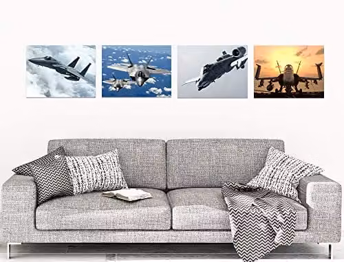 Artery8 Military Fighter Jet Wall Art Poster Pack of 4, Multicolour – 2