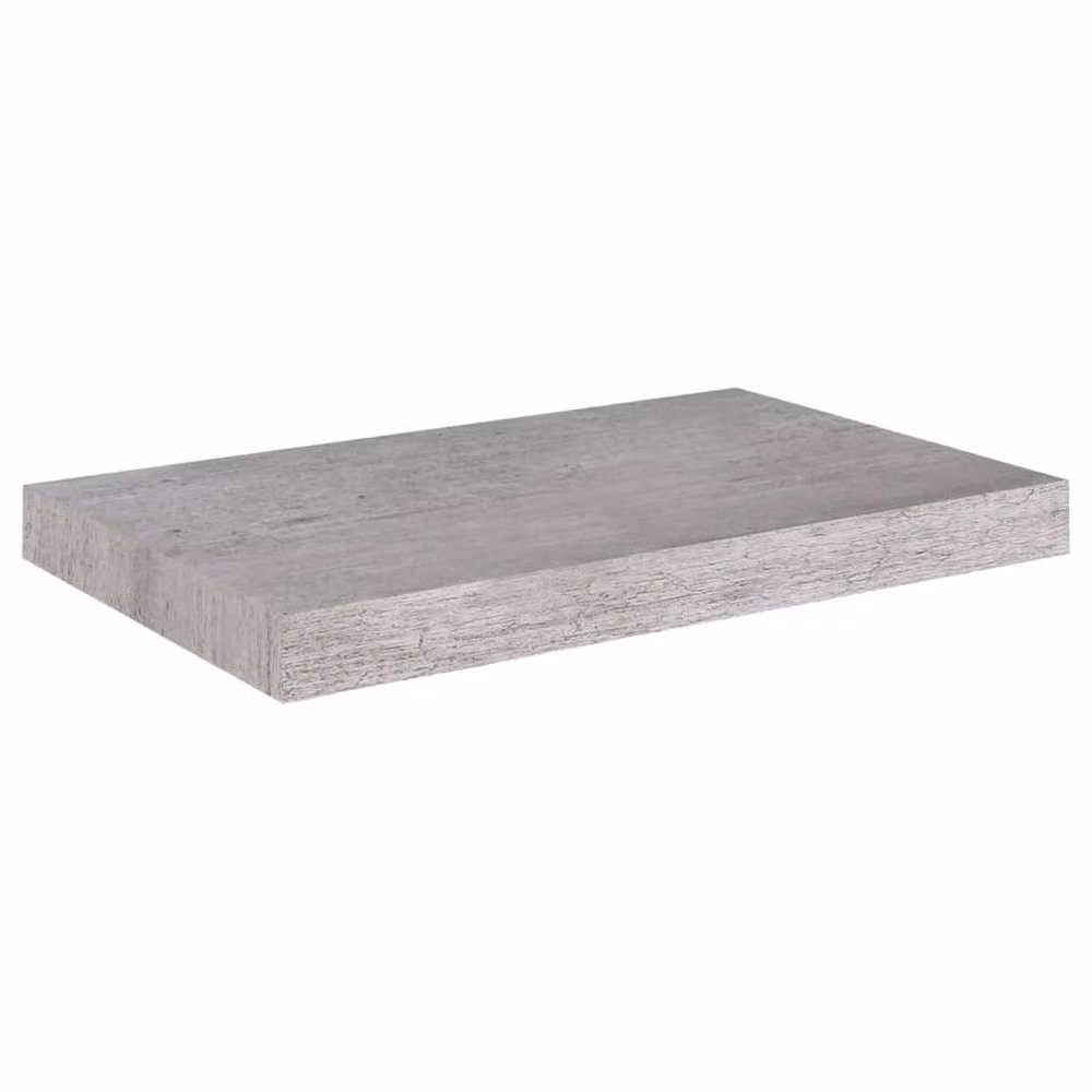Berkfield Home Set of 4 Floating Wall Shelves in Concrete Grey MDF and Metal, W: 50 cm, D: 23 cm, H: 3.8 cm – 3