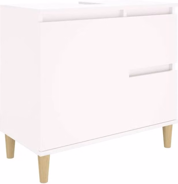 Berkfield Home White Freestanding Bathroom Cabinet with Doors and Drawers W/D/H: 65 x 33 x 60 cm