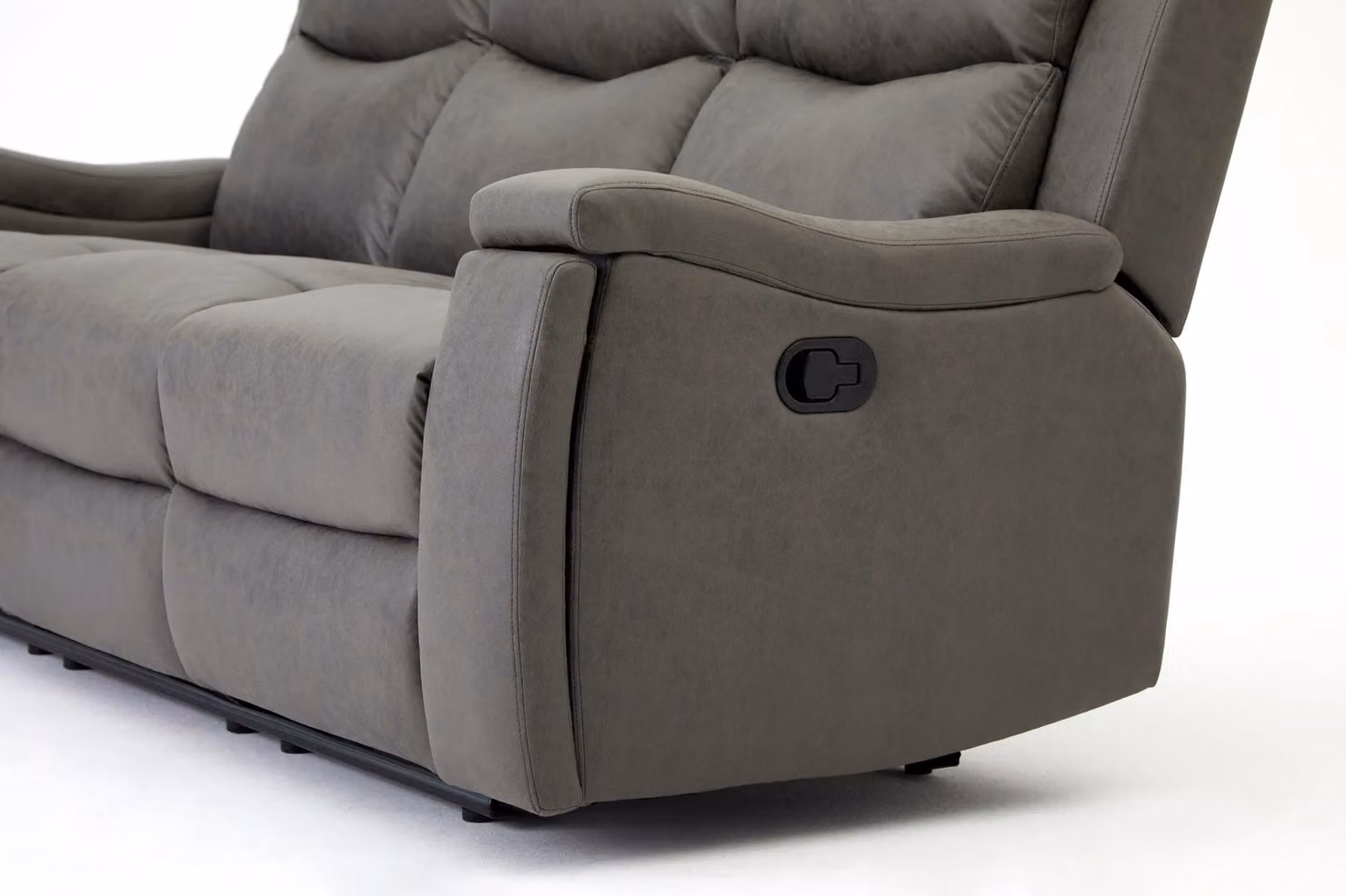 Home Detail Collins 3 Seater Manual Recliner Sofa in Grey Air Leather and Fabric – 3