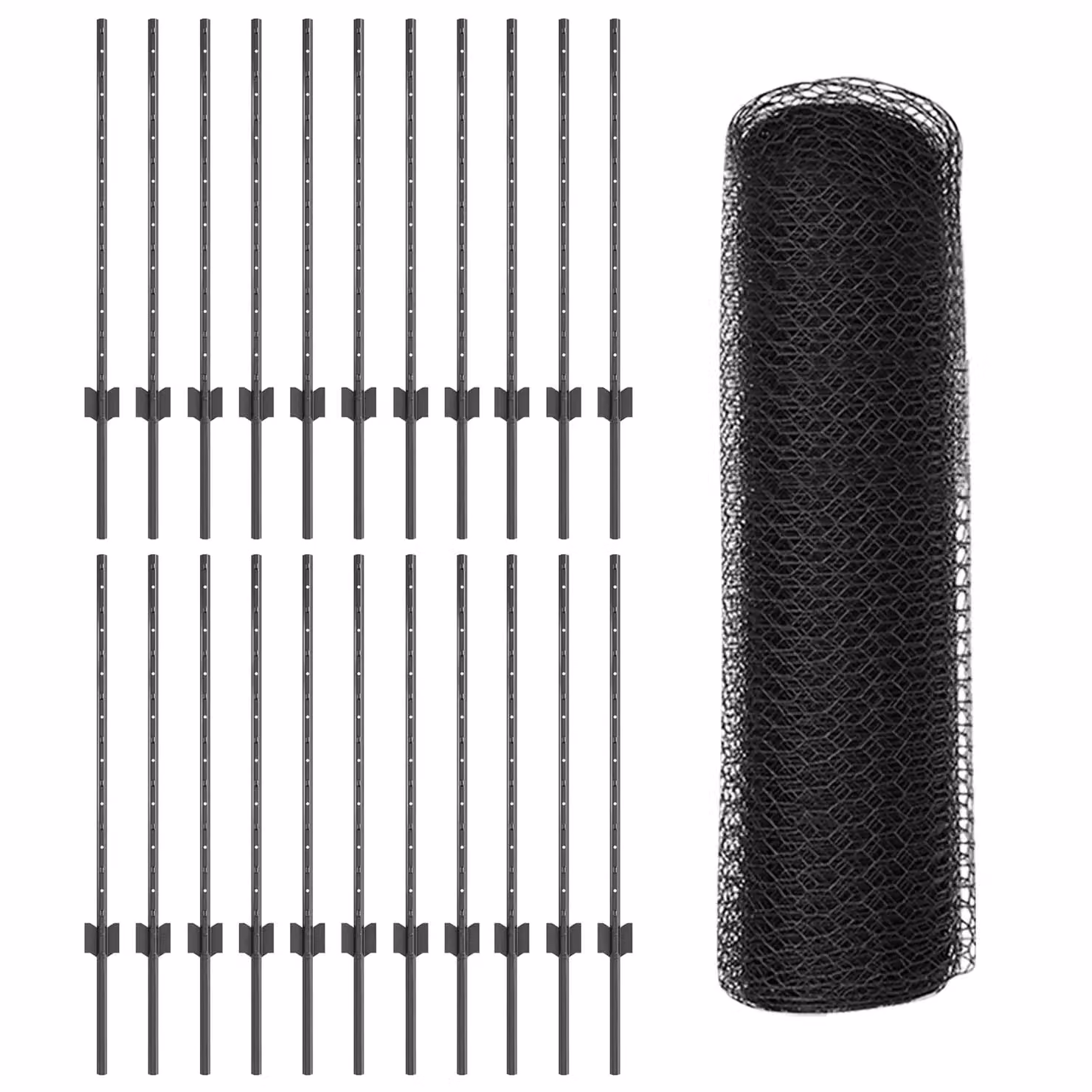 Berkfield Home 11-Piece Grey Steel U-Channel Fence Posts, Height: 80 cm – 3