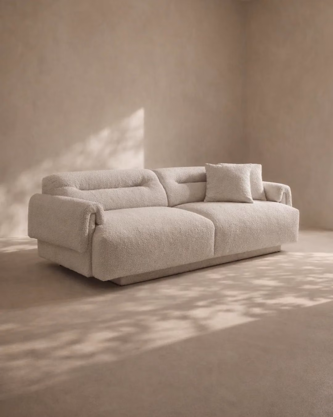 Frankie 3-Seater Sofa in Chex Steam Bouclé by Tommy Franks, White and Beige, W: 220 cm, D: 105 cm, H: 70 cm
