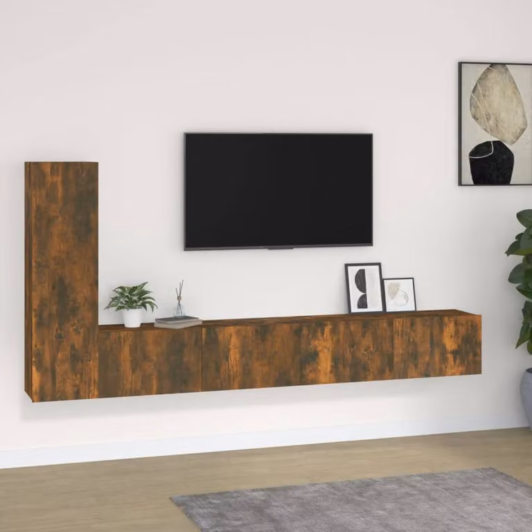 Berkfield Home Classic 3 Piece TV Cabinet Set in Smoked Oak and Brown Engineered Wood