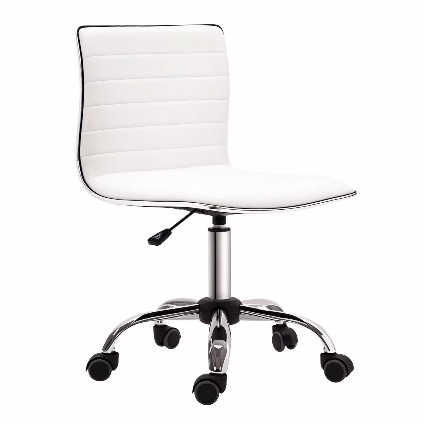 HOMCOM Armless Mid-Back Adjustable Office Task Chair with 360 Swivel in White – 2