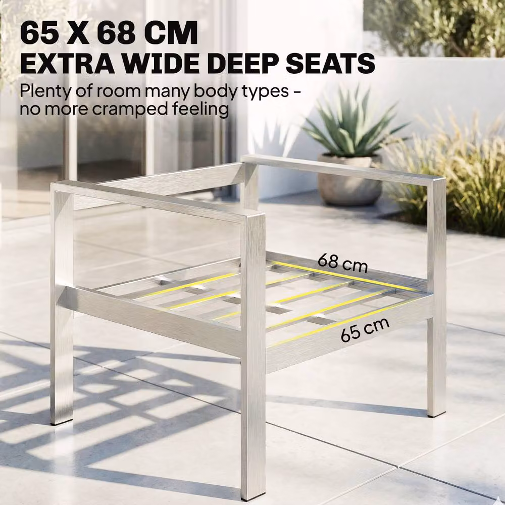 Outsunny 4 Seater Aluminium Garden Furniture Set with Olefin Cushions in Grey – 6